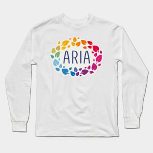 Aria  name with colorful leaves Long Sleeve T-Shirt